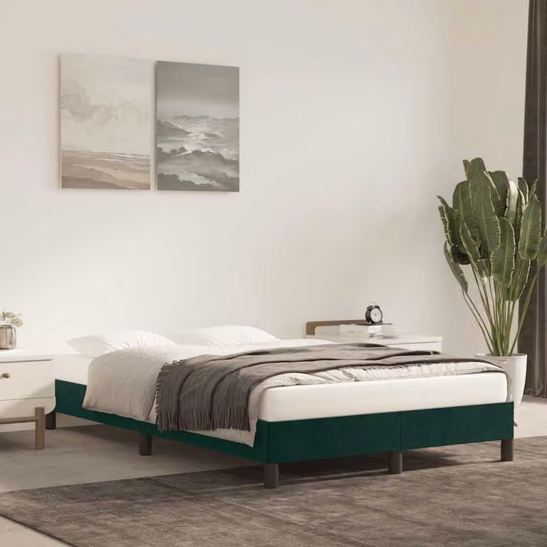 vidaXL Giroletto in Velluto Verde con Struttura in Legno di Pino L/P/H: 120 x 193 x 25 cm