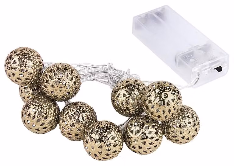 Catena luminosa a LED a forma di bolle di champagne, luce bianco caldo, con timer, set da 10