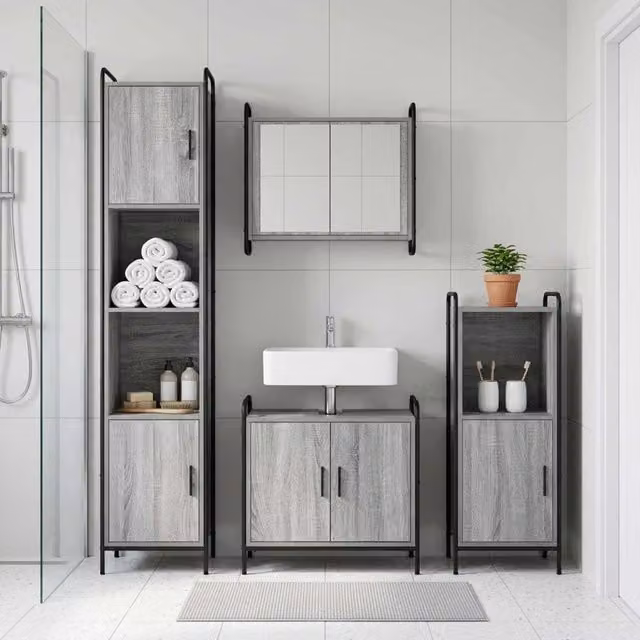 Set di Armadi da Bagno 3 pz Sonoma grigio 40 x 36 x 99,5 cm 3444498
