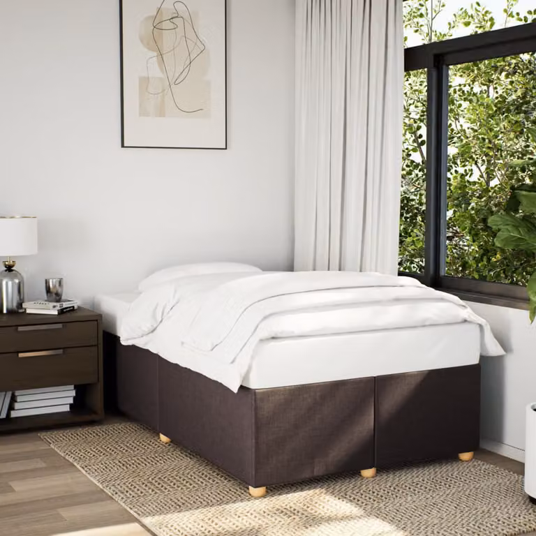 vidaXL Giroletto senza Materasso Marrone Scuro in Tessuto e Legno di Pino L/P/H: 200 x 120 x 46 cm