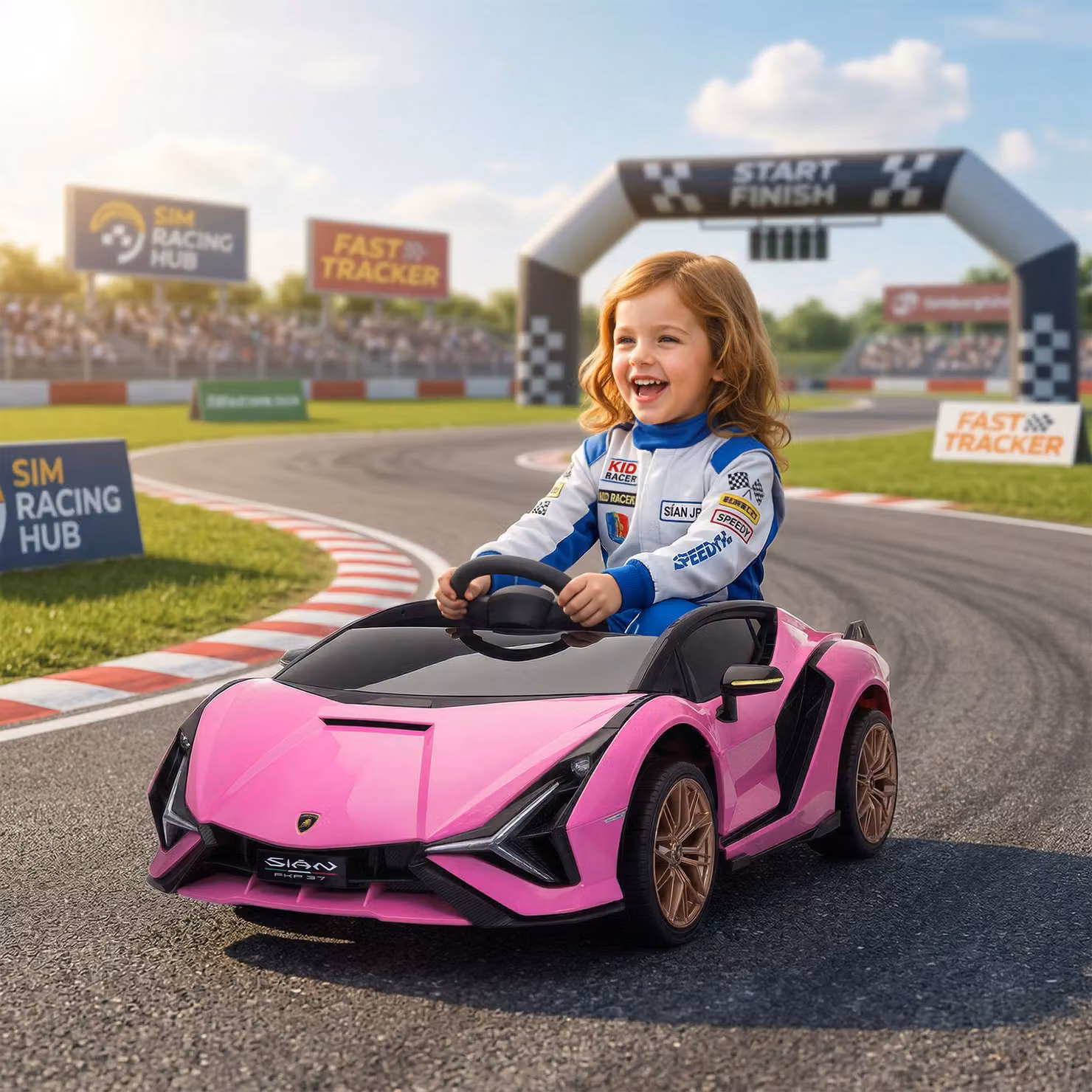 Macchina Elettrica Lamborghini 12V HOMCOM per Bambini 3-5 Anni con Telecomando, Colore Rosa – 2