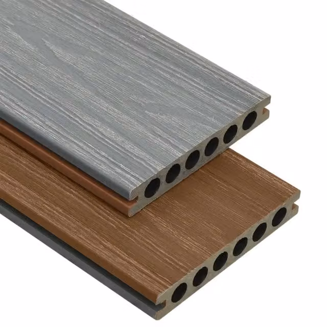 Set di listoni per decking in WPC vidaXL con accessori, marrone e grigio, 10 m²