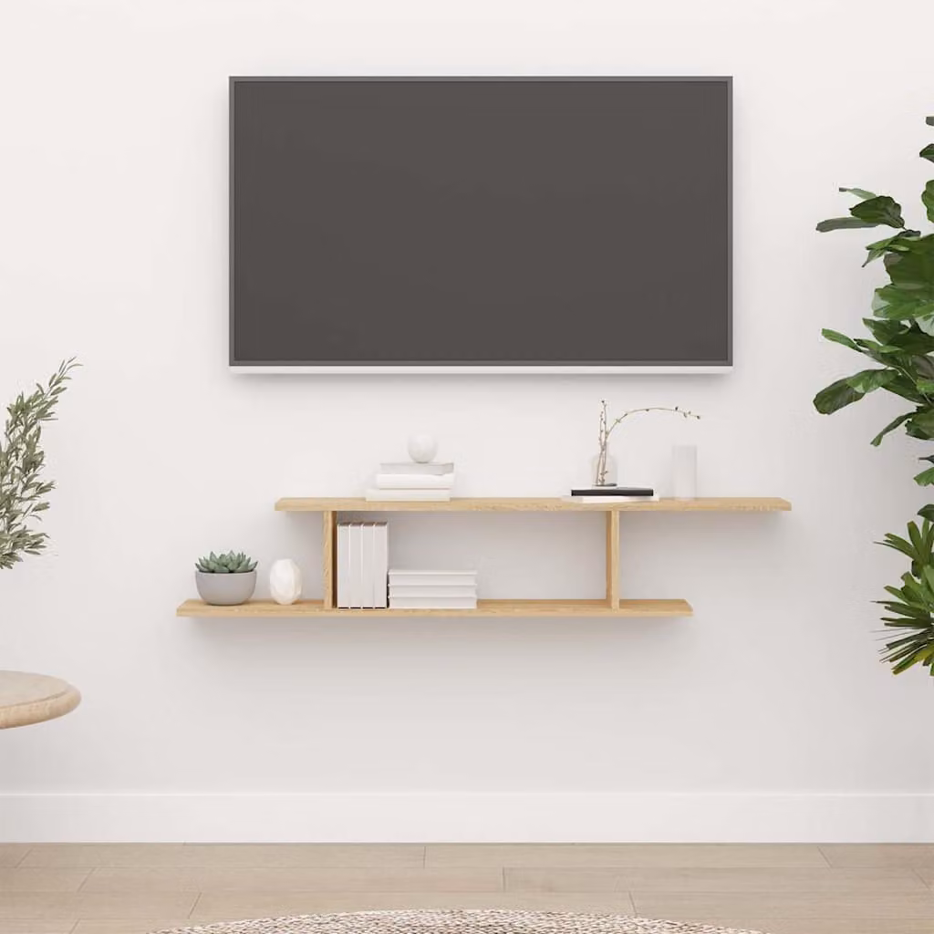 Scaffale TV da parete vidaXL in legno Rovere Sonoma, L 125 x P 23 x H 18 cm