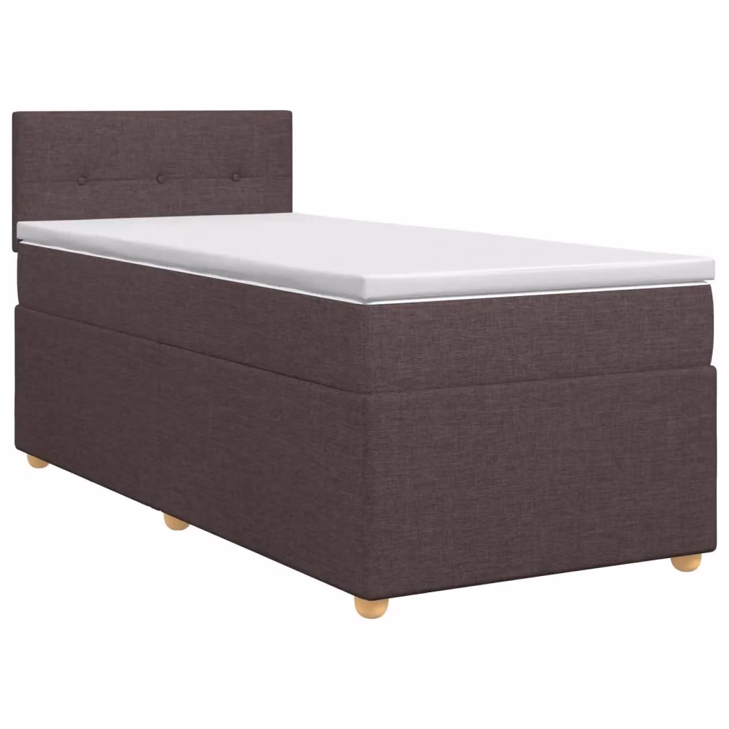 Letto box spring con materasso ibrido vidaXL in tessuto marrone e bianco, con base a sollevamento, L/P/H: 90 x 190 x 140 cm – 2