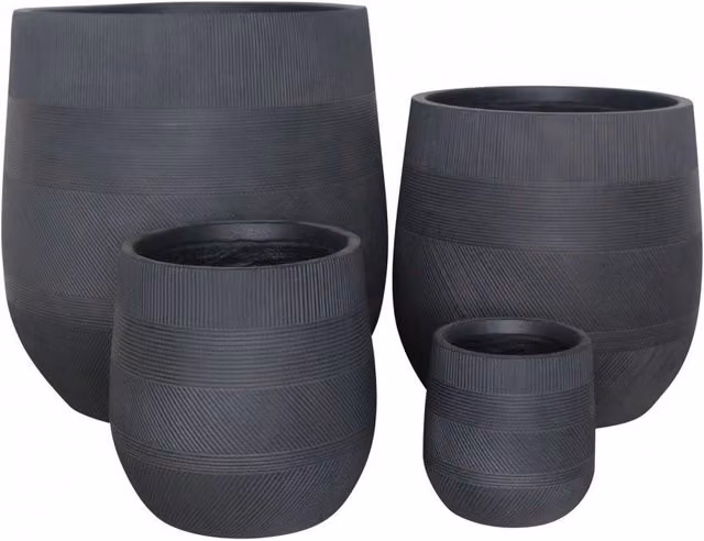 Set di 4 vasi Peonia in Fibra sintetica Grigio scuro