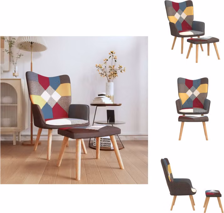 vidaXL Poltrona relax con sgabello Tessuto patchwork - Poltrona