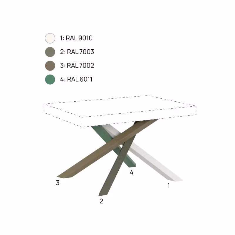 Tavolo fisso rettangolare Itamoby in legno Rovere con bordo live edge e telaio a X, Multicolore, L: 140 cm, P: 90 cm, H: 75 cm – 2