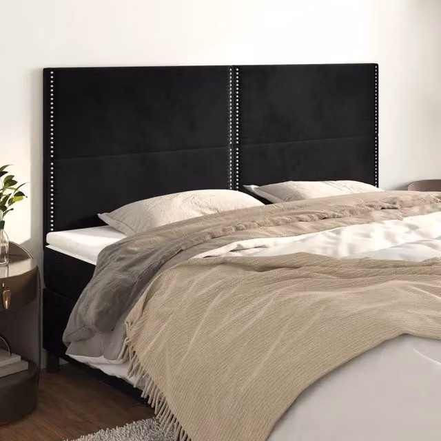 Testiera decorativa in velluto nero Design Mania L: 200 cm, P: 5 cm, H: 118/128 cm