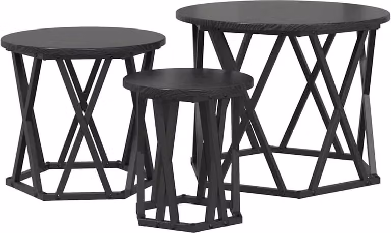 Tavolo Laterale Nesting 3 pcs Rovere Nero