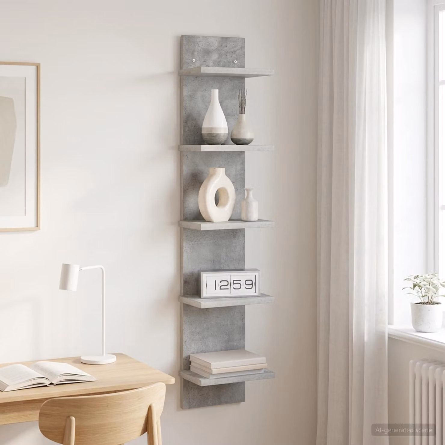 vidaXL Scaffale da parete moderno Grigio opaco L/P/H: 22 x 15 x 100 cm