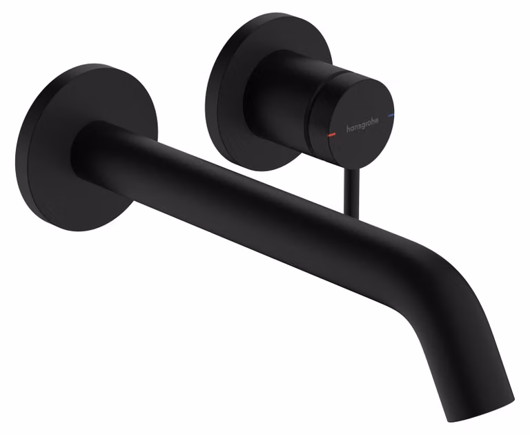 hansgrohe Tecturis S, miscelatore monocomando per lavabo, montaggio a incasso a parete, EcoSmart+, bocca di erogazione 22,5 cm, nero opaco, 1 pz.