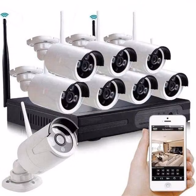 Sistema di videosorveglianza CCTV Trade Shop con 8 telecamere 4K Q-S8PRO e NVR Wi-Fi colore bianco