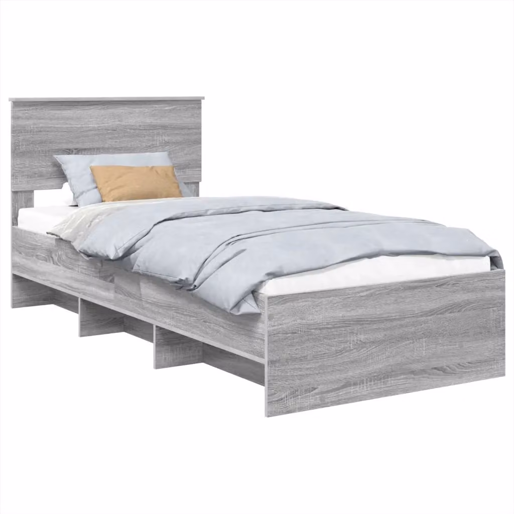Struttura letto moderno vidaXL in legno ingegnerizzato grigio L/P/H: 200 x 120 x 90 cm – 2