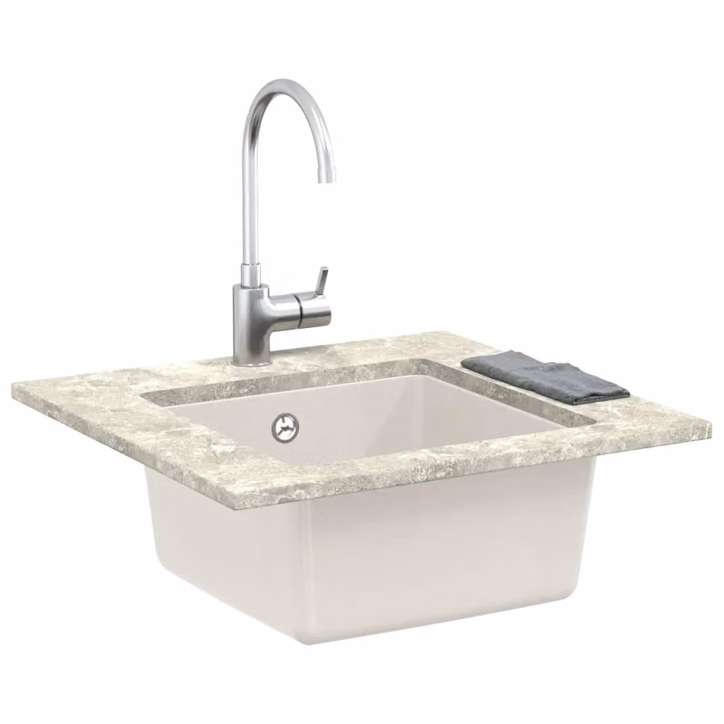 Lavello vidaXL in quarzo e resina bianco L: 43 cm, P: 46 cm, H: 42,1 cm – 2