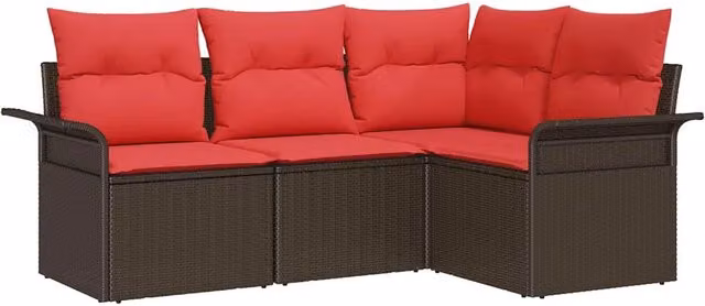 Set Divano da Giardino | Set Salotto da Giardino con cuscino Marrone polyrattan