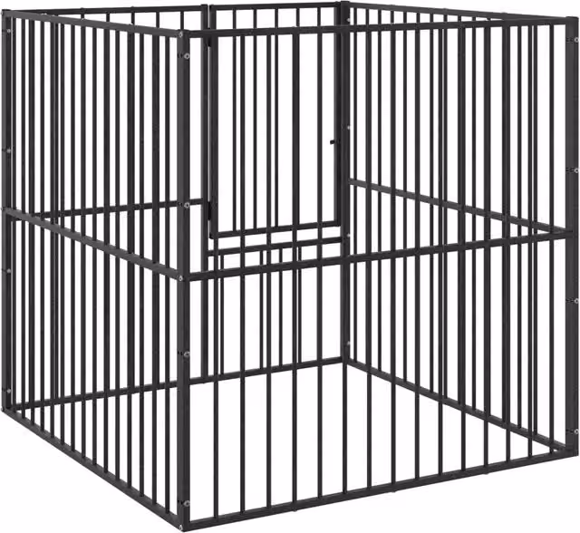 Box per cani a 4 pannelli in acciaio zincato nero CFW9876405 – 1