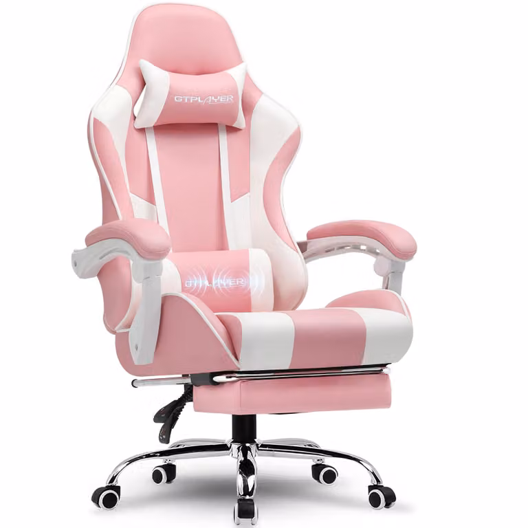 Sedia da gaming GTPLAYER, sedia da ufficio, sedia ergonomica per computer, sedia da gaming con supporto lombare massaggiante, poggiapiedi e poggiatesta