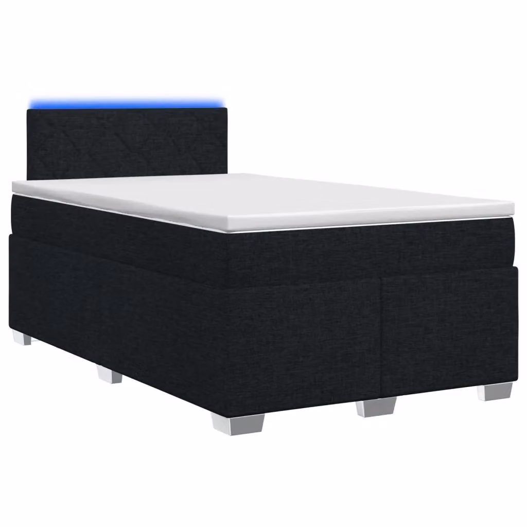 Letto con Box Spring, Materasso Ibrido e Illuminazione LED vidaXL, Nero, L 120 x P 200 cm – 2