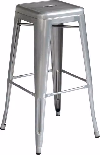 Sgabello Impilabile Lamiera 4 Pz Colore: Silver