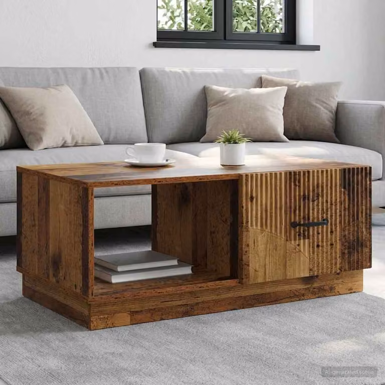vidaXL Tavolino da salotto moderno in legno marrone L: 90 cm, P: 50 cm, H: 37 cm