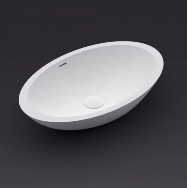 Lavabo da appoggio bianco opaco AVELLA OVAL RIHO 58x36 cm solid surface
