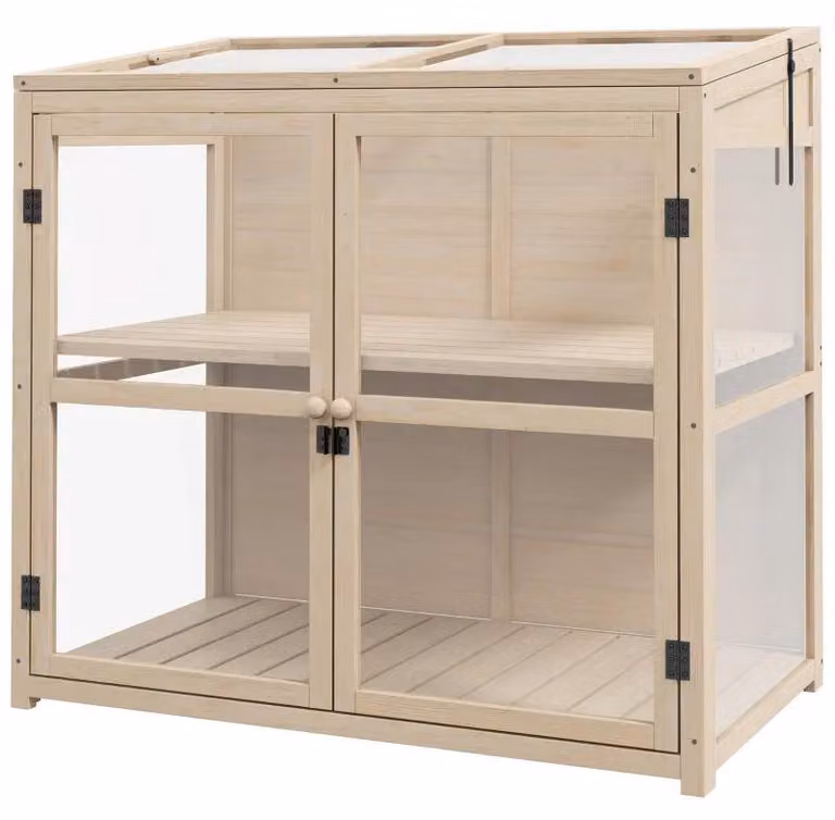 Serra in legno con tetto regolabile | Colore: naturale | Dimensioni: 103x61x95/103 cm
