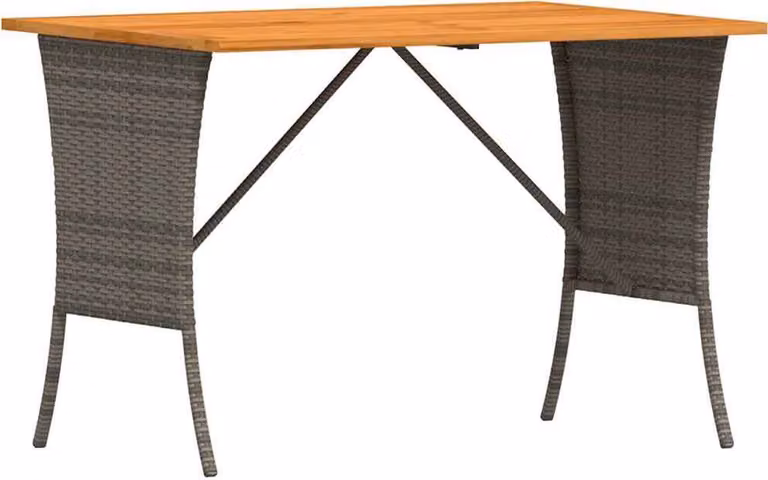 Tavolo Giardino Piano Legno Acacia Grigio 105x75x72 Polyrattan
