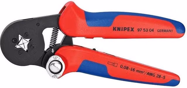 Pinza per terminali a bussola con regolazione automatica Knipex 97 53 04, sezione 0,08-16 mm², colore Blu e Rosso