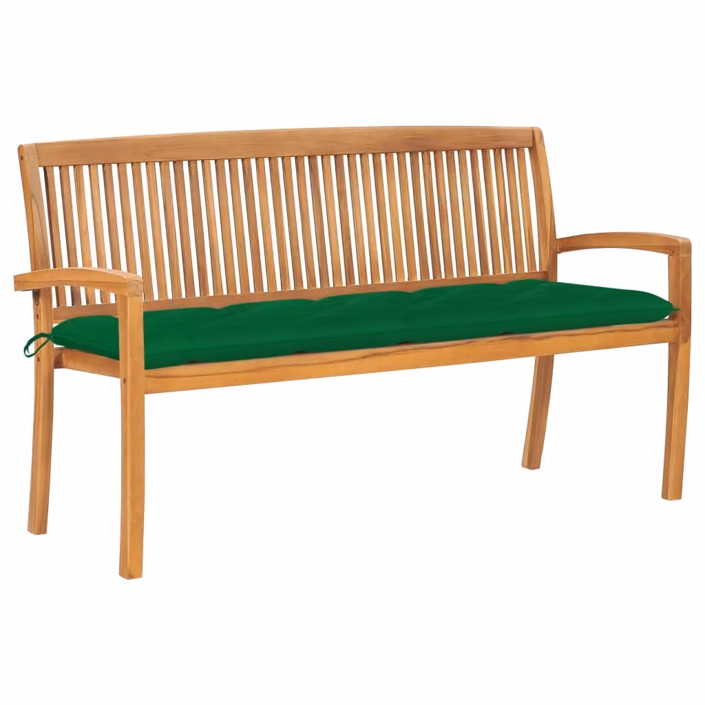 Panca da giardino impilabile con cuscino 159 cm in teak massiccio