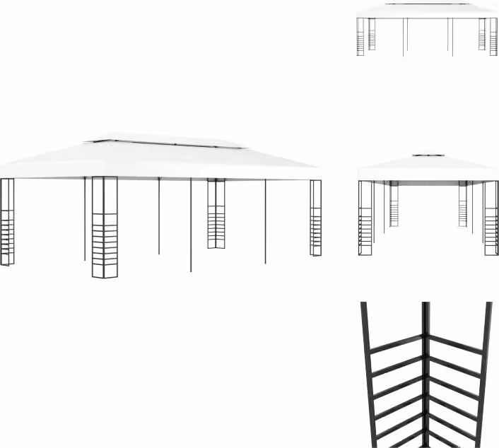 vidaXL Padiglione da giardino 6×3 m bianco - Padiglioni e tende per feste