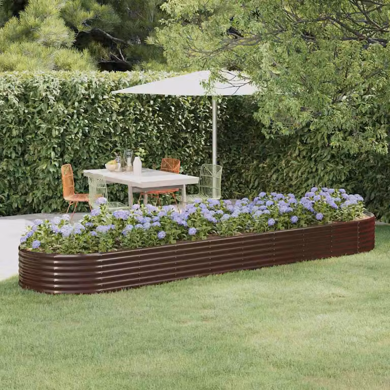 Letto da giardino rialzato vidaXL in acciaio zincato marrone L: 396 cm, P: 100 cm, H: 36 cm
