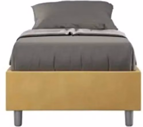 Letto singolo contenitore imbottito 90x190 microfibra ocra Azelia