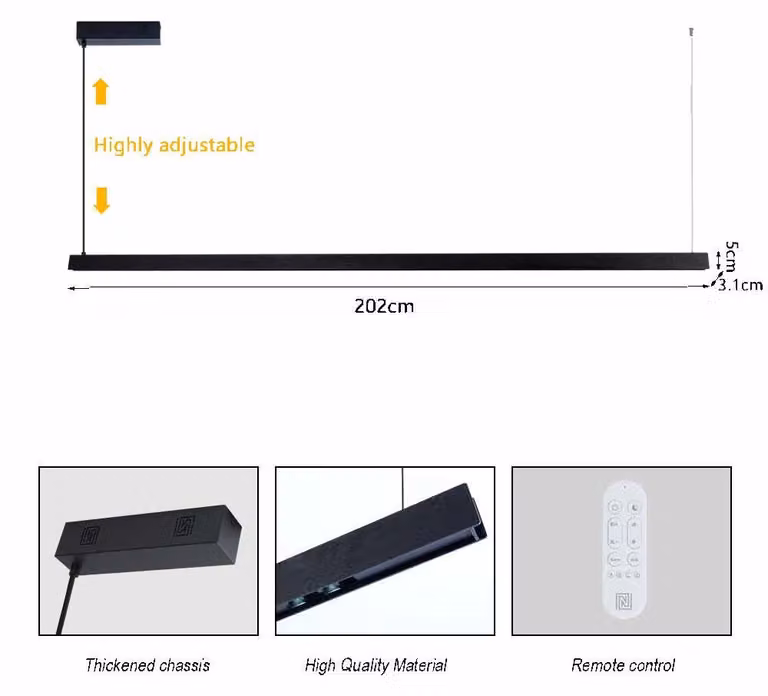 MADEIRA lineare in legno nero 202 cm Tuya WIFI