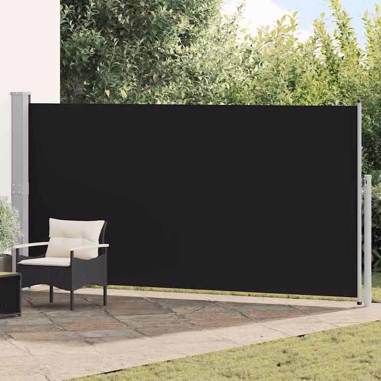 Tenda da Sole Laterale Retrattile vidaXL in Poliestere e Acciaio, Colore Nero, L: 514 cm, H: 160 cm