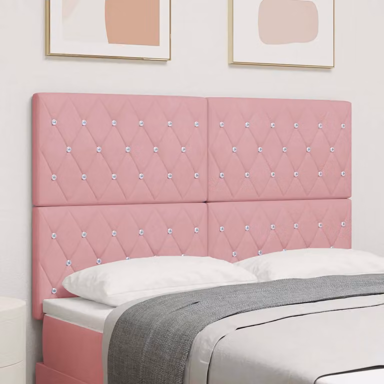 Testiera con LED vidaXL in velluto rosa, Larghezza: 160 cm
