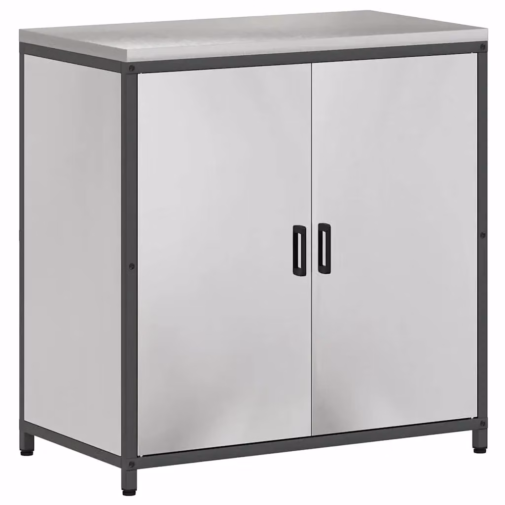 Armadietto da cucina moderno vidaXL HATTEM argento in metallo e MDF, L: 60 cm, P: 50 cm, H: 92 cm – 2
