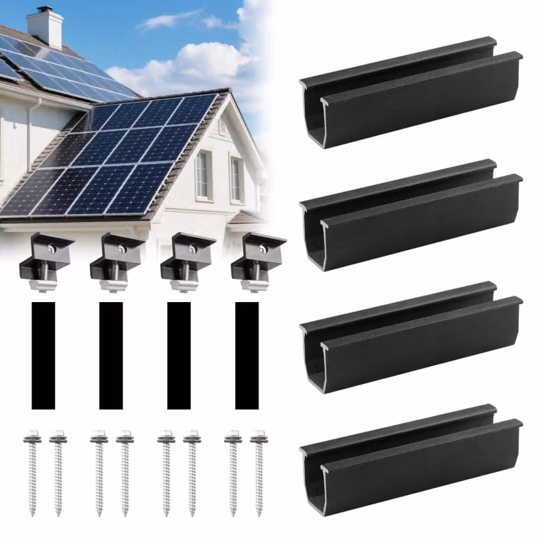 4 supporti per pannelli solari, barra da 12 cm, morsetto regolabile da 30-35 mm, per tetti piani