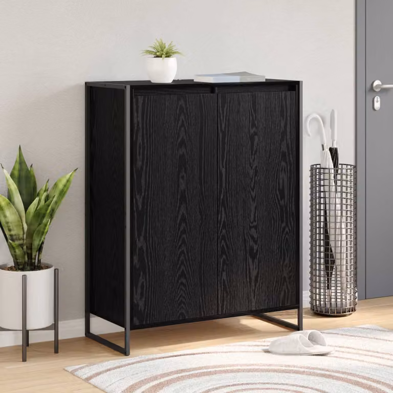 Mobile porta scarpe vidaXL in stile industriale con ante a ribalta, Nero, L: 79 cm, P: 36 cm, H: 100 cm
