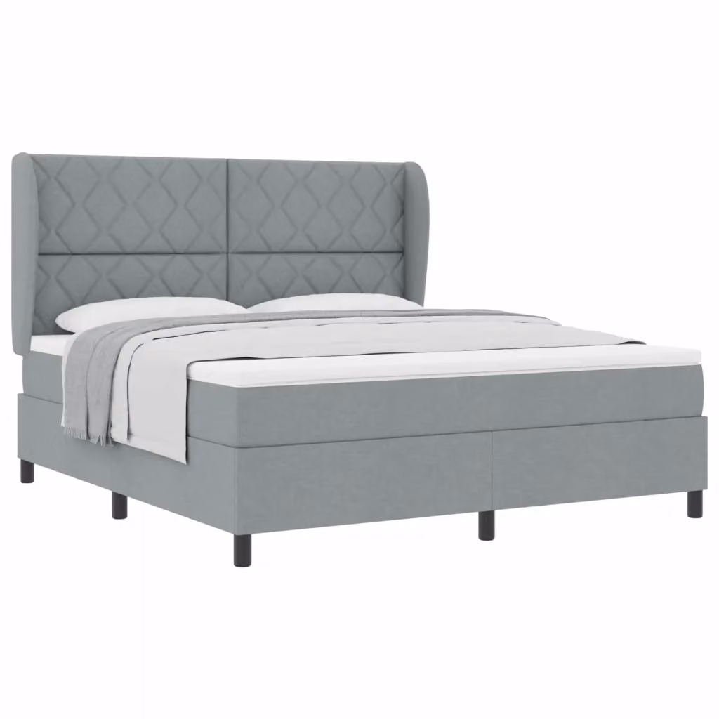 Letto a molle moderno vidaXL con testiera in tessuto grigio, L 180 x P 200 cm – 2