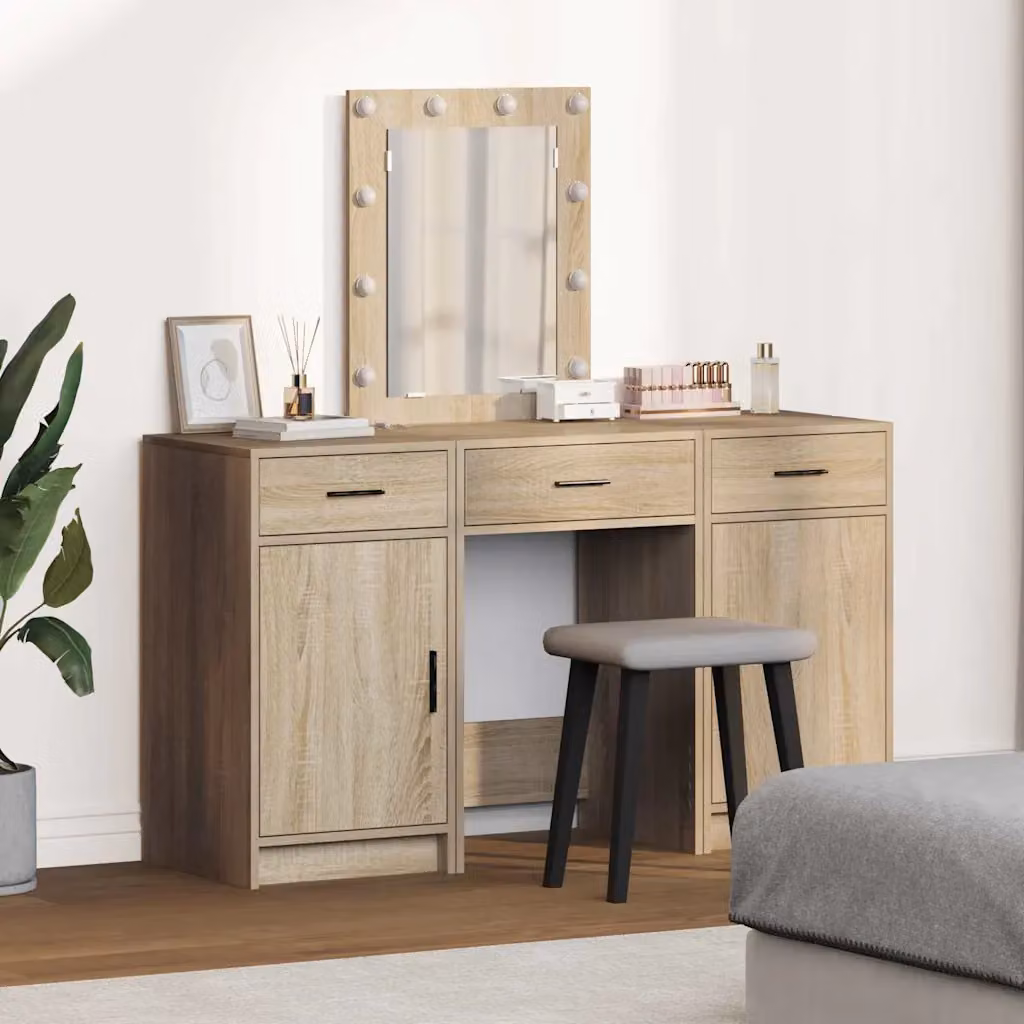 vidaXL Tavolo da Trucco Moderno in Legno Marrone L: 50 cm, P: 41 cm, H: 135 cm