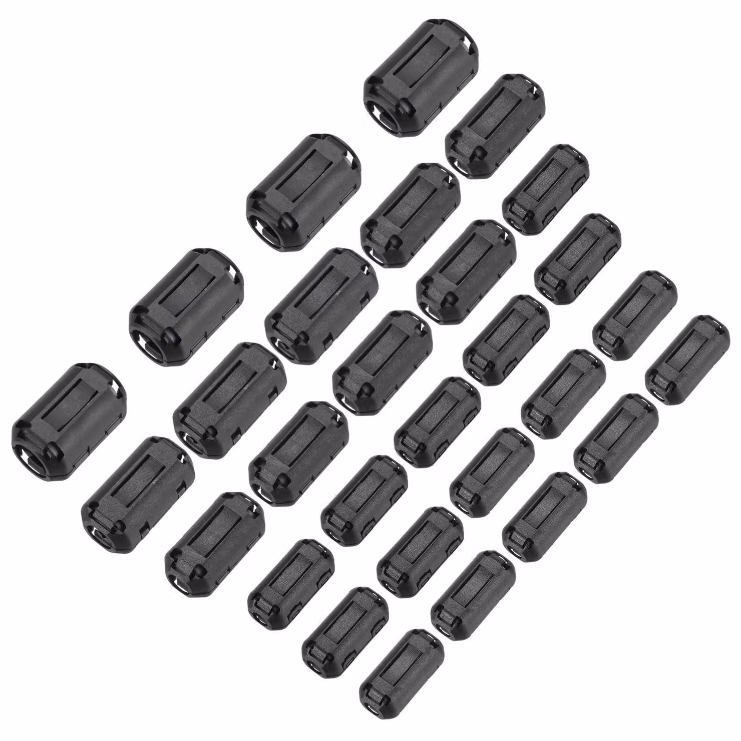 Anelli ferromagnetici a clip, 30 pezzi, 5 dimensioni, da 3,5 a 13 mm, colore nero