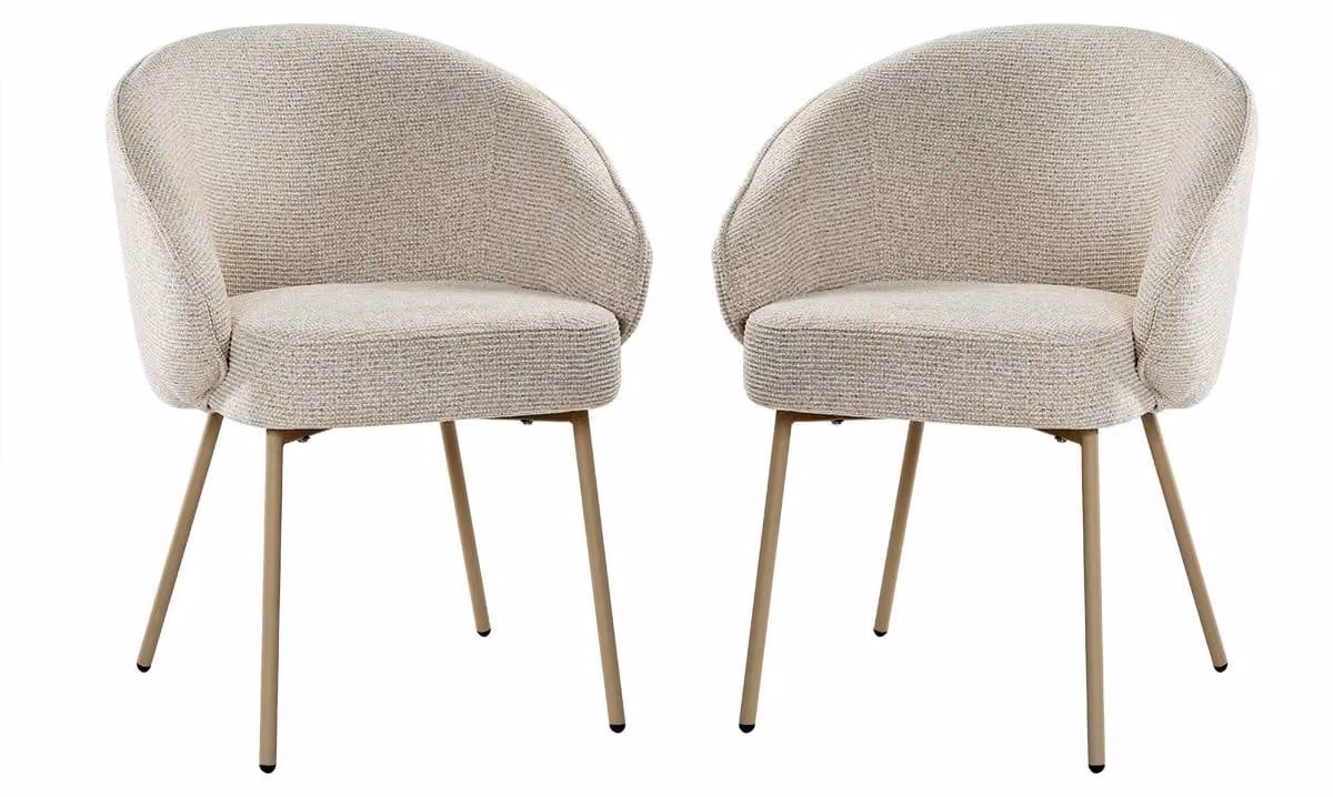 Calicosy - Set di 2 sedie, in tessuto e gambe in metallo beige H81 cm - PIA
