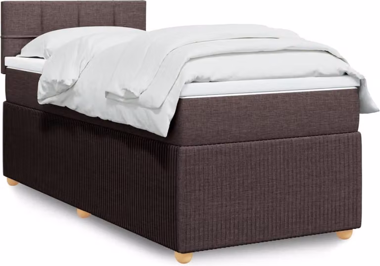 Maison Exclusive - Letto boxspring con materasso marrone scuro 100x200 cm tessuto
