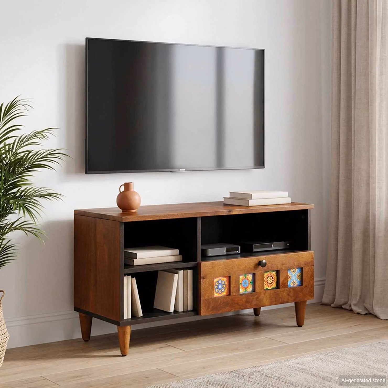 Mobile TV vidaXL in legno di mango massello marrone L 80 cm x P 33 cm x H 46 cm