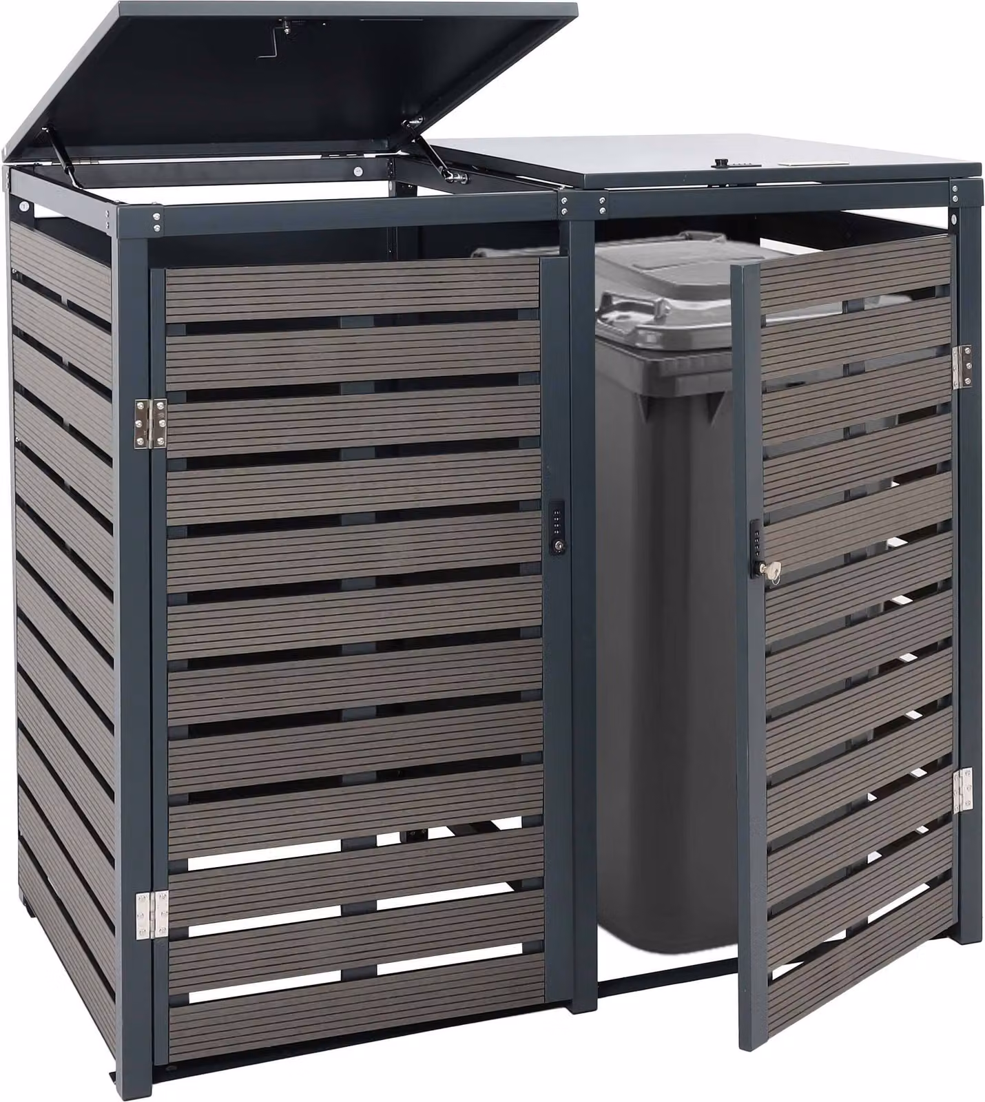2 coperchio per cestino HWC-K14, coperchio per cestino, 119x134x84cm WPC metallo 78kg ~ antracite