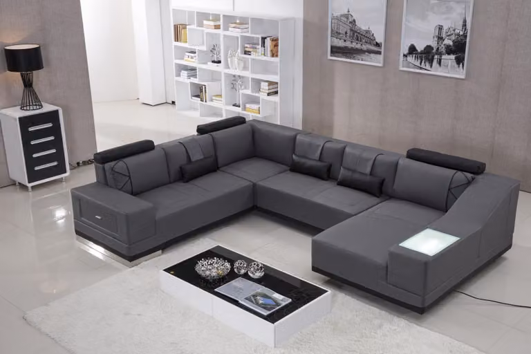 Ecksofa Ledersofa Big XXL U-Form Wohnlandschaft Sofa Couch Garnitur Designer