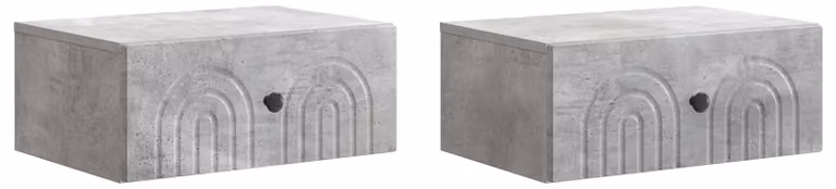 Mobiletto da notte a muro con cassetto 2 pcs Grigio Cemento