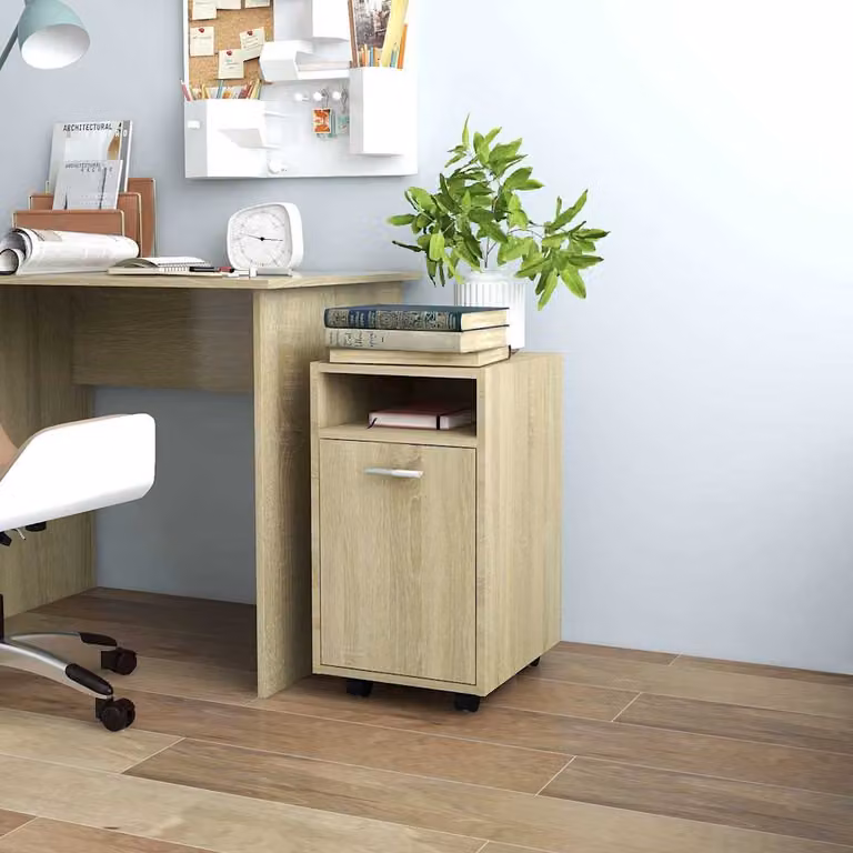 Credenza con ruote vidaXL in legno Rovere Sonoma marrone con ante e ripiani L/P/H: 33 x 38 x 60 cm
