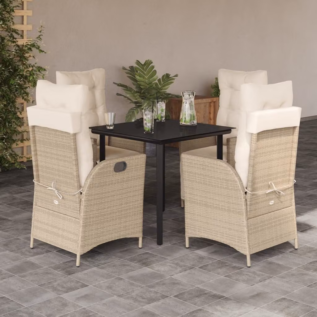 Maison Exclusive - Set da Pranzo da Giardino 5 pz con Cuscini Beige in Polyrattan