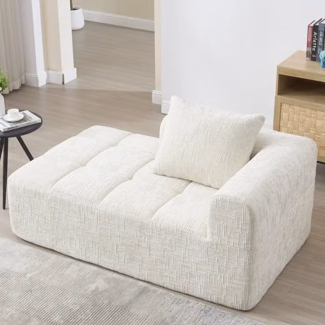 Divano letto comodo - Zephmum- Senza montaggio, cuscini morbidi, tasche laterali, beige